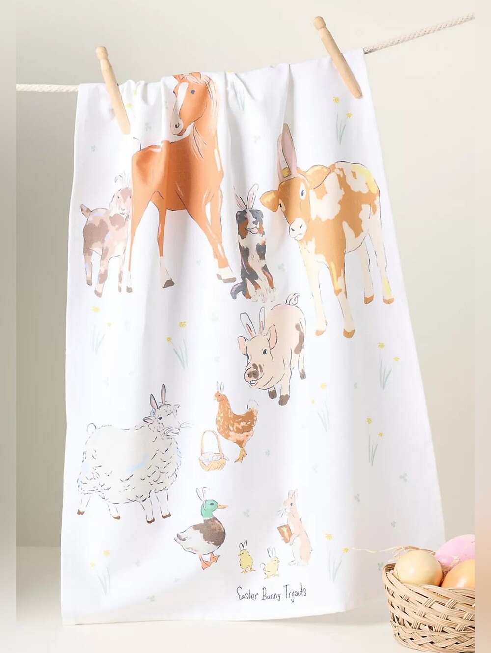 ❣️🪷NWT Anthropologie Easter Bunny Try Outs Dish Towel